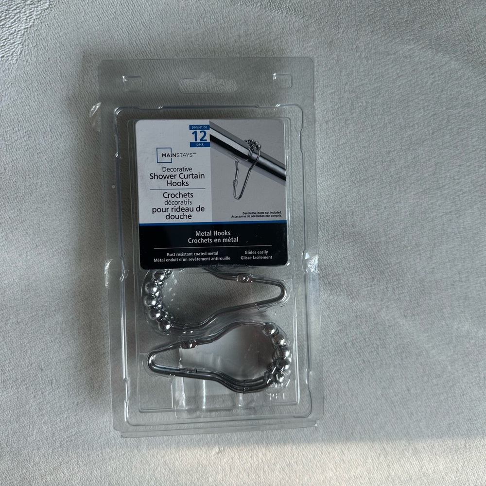 Decorative Metal Shower Curtain Hooks - Silver
